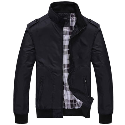 Mens Jackets Spring Autumn Casual Coats Solid Color Mens Sportswear Stand Collar Slim Jackets Male Bomber Jackets 4XL