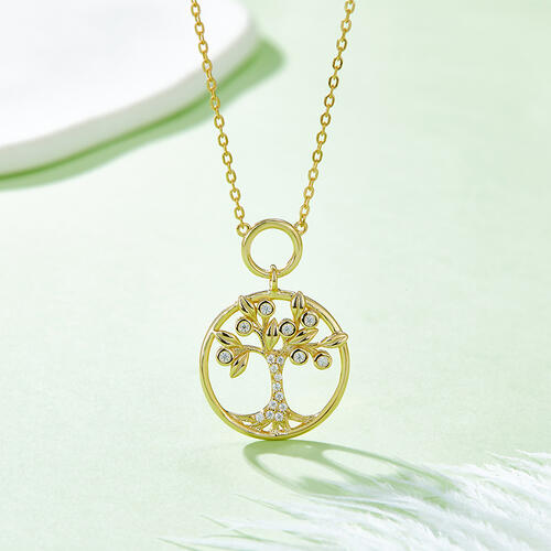 Moissanite 925 Sterling Silver Tree Of Life Pendant Necklace