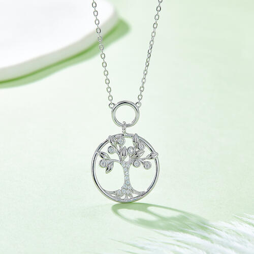 Moissanite 925 Sterling Silver Tree Of Life Pendant Necklace