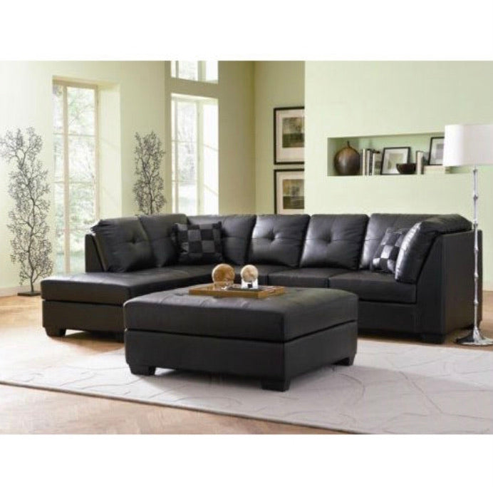 Black Bonded Leather Sectional Sofa with Left Side Chaise - Ruth Envision