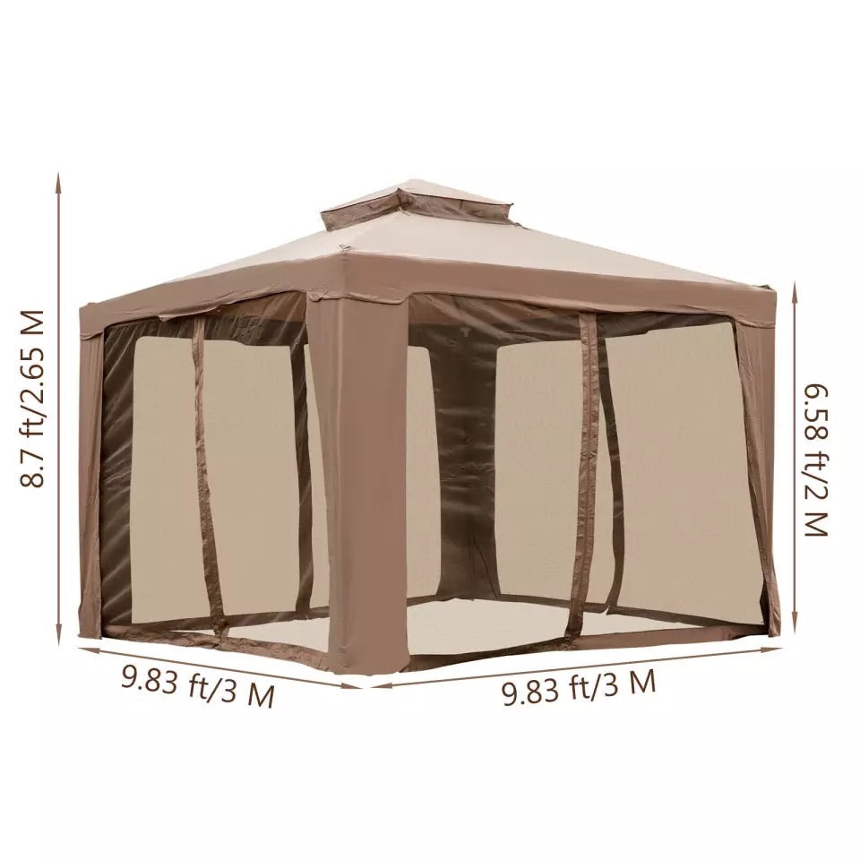 12x12 Patio Gazebo Outdoor Canopy with Netting and Sandbags - Ruth Envision