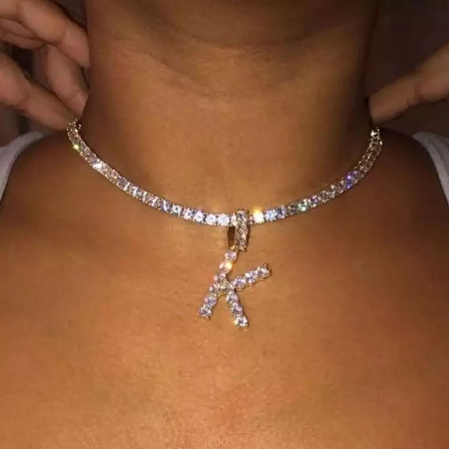 Bling Crystal Necklace (Initial Chain) - Ruth Envision