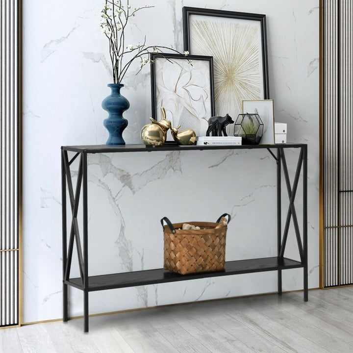 2 Tier Narrow Accent Side Entryway Metal Frame Console Table - Ruth Envision