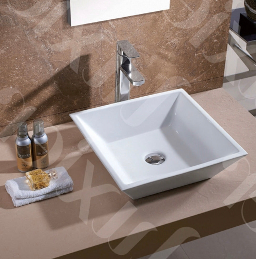 Contemporary White Ceramic Porcelain Vessel Bathroom Vanity Sink - 16 x 16-inch