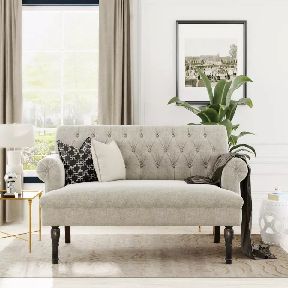 58.27 Linen Rolled Arm Loveseat - Ruth Envision