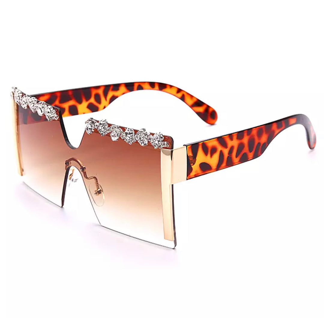 Square Rimless Rhinestone Sunglasses
