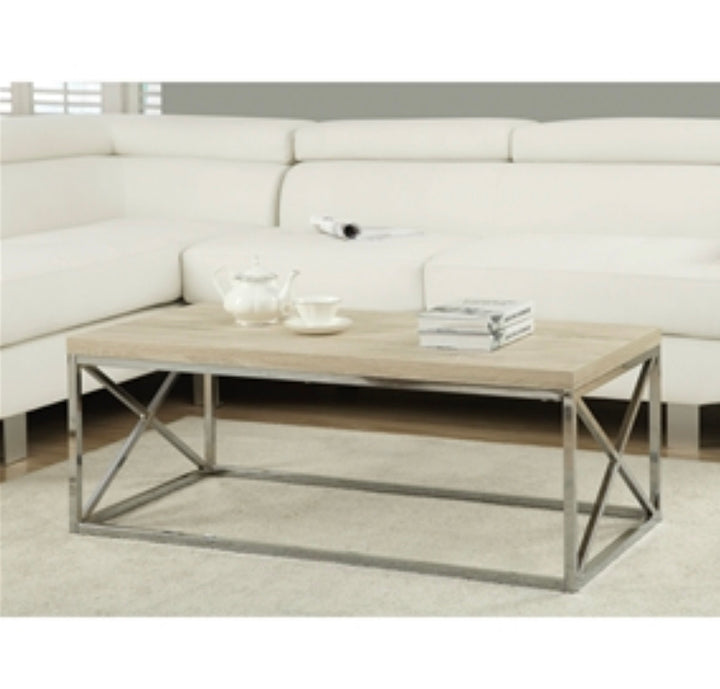 Modern Rectangular Coffee Table with Natural Wood Top and Metal Legs
