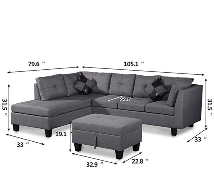 Sectional Sofa Set with ottoman For Living Room