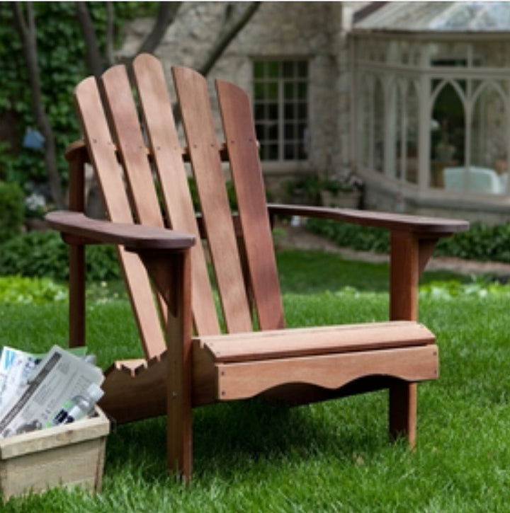 Ergonomic Outdoor Patio Adirondack Chair in Red Shorea Wood