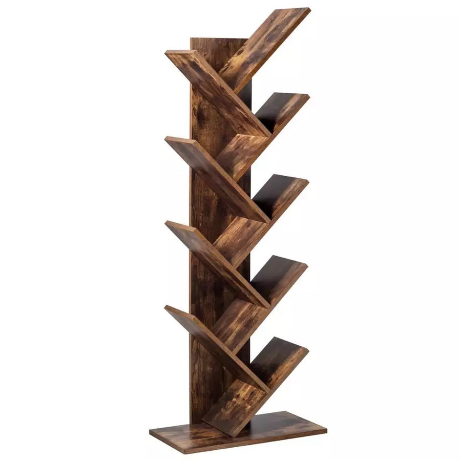 8-Tier New Coffee Accent Free Standing Tree Bookshelf Accent Furniture Long Lasting Display Shelving - Ruth Envision