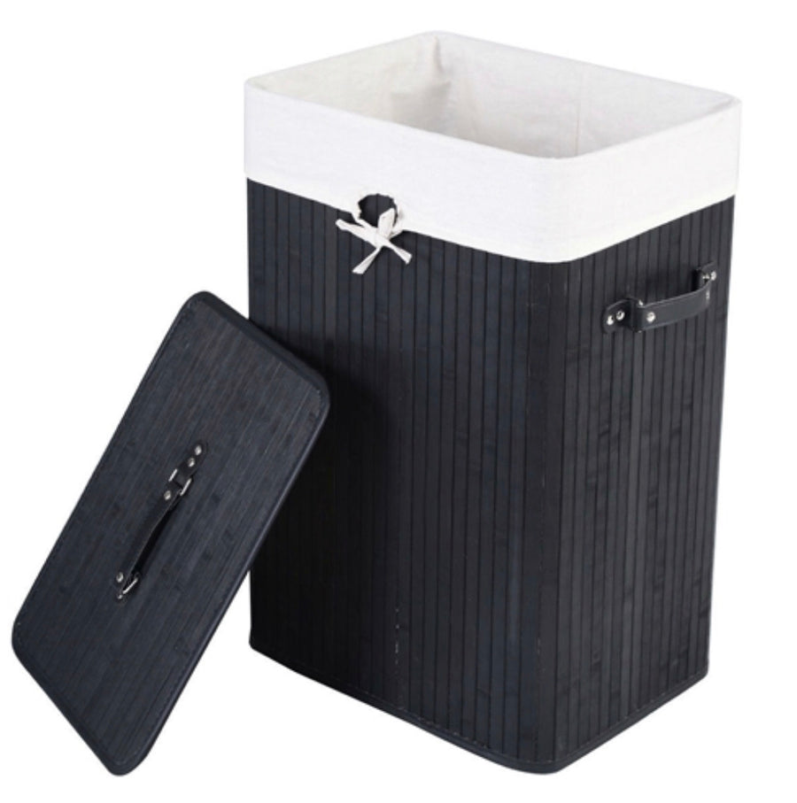 Black Bamboo Laundry Hamper with Removable Liner - Ruth Envision