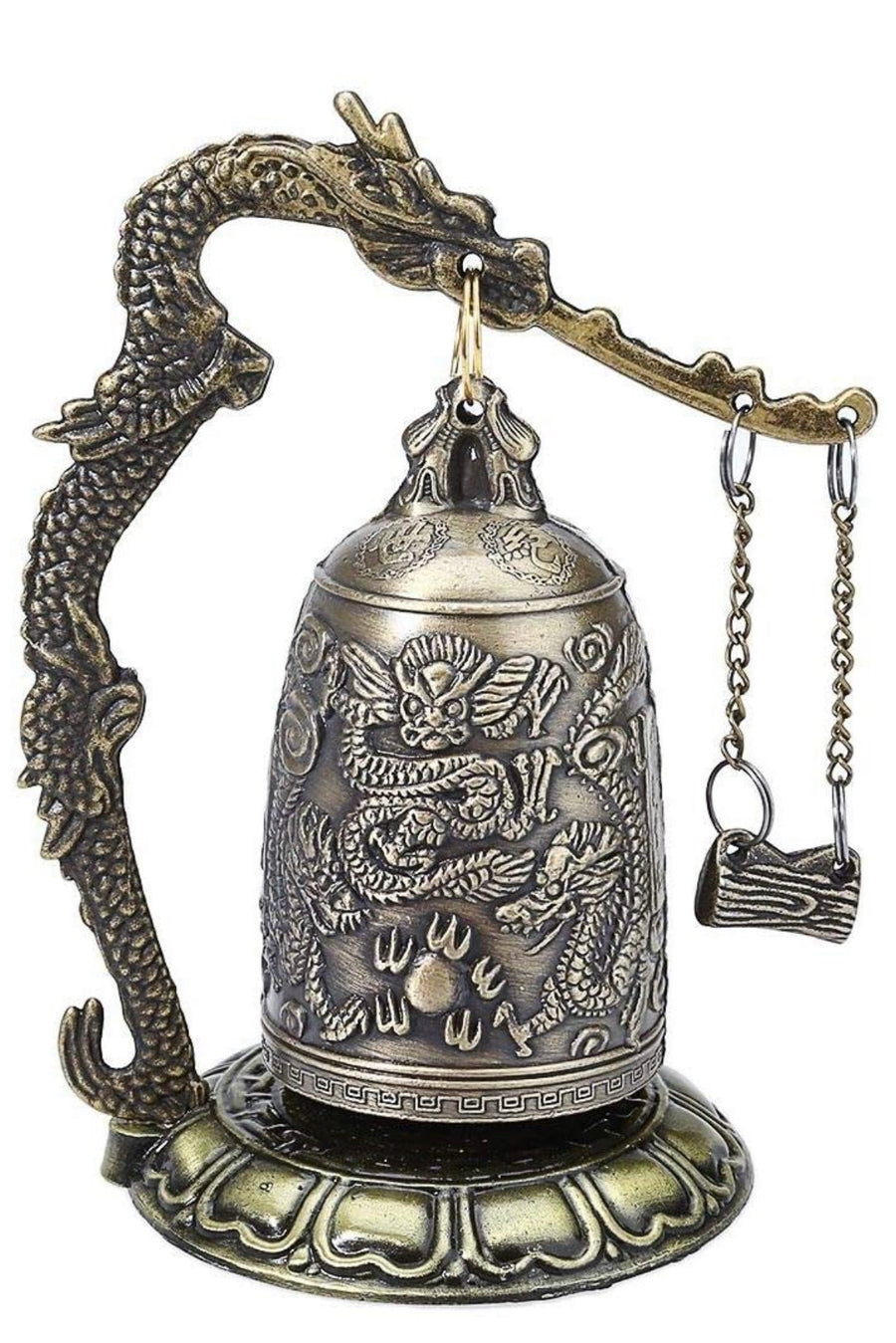 Buddhism Temple Brass Copper Dragon Bell Clock Carved Statue Lotus Buddha Buddhism Arts Statue Clock Home Decorative Crafts - Ruth Envision