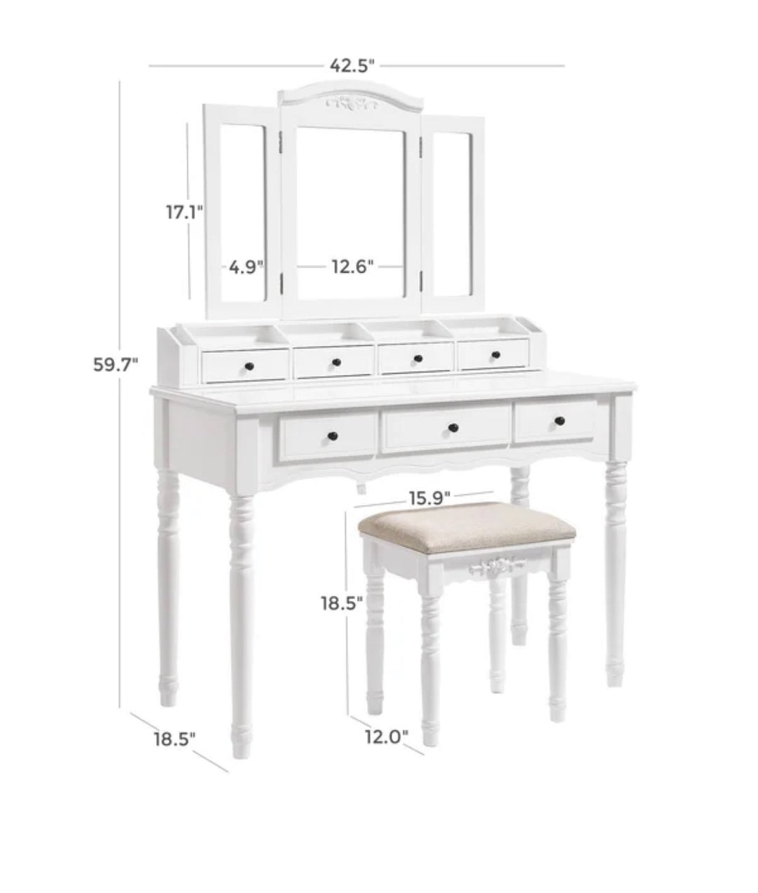 42’ inch Vanity Set with Mirror - Ruth Envision