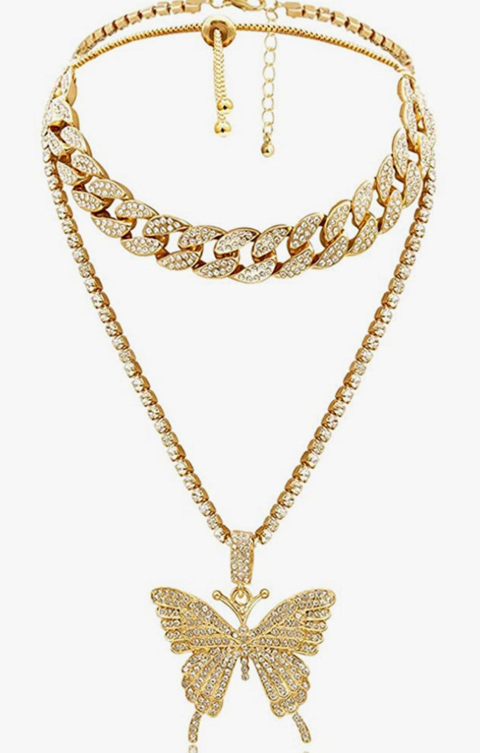 Cuban butterfly double necklace