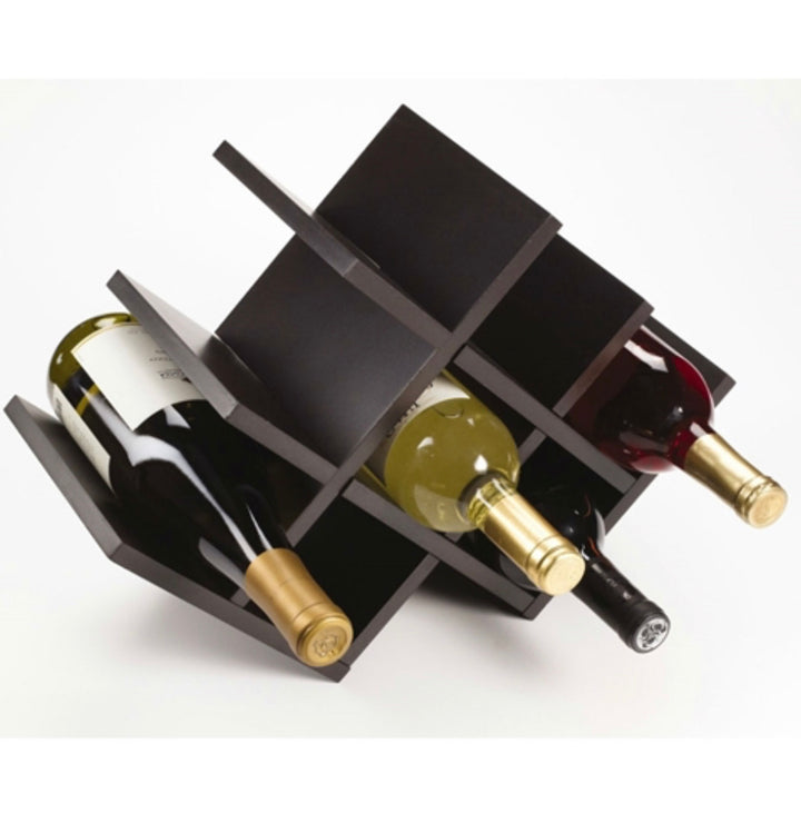 8-Bottle Mariposa Wine Rack Modern Design Dark Brown Finish - Ruth Envision