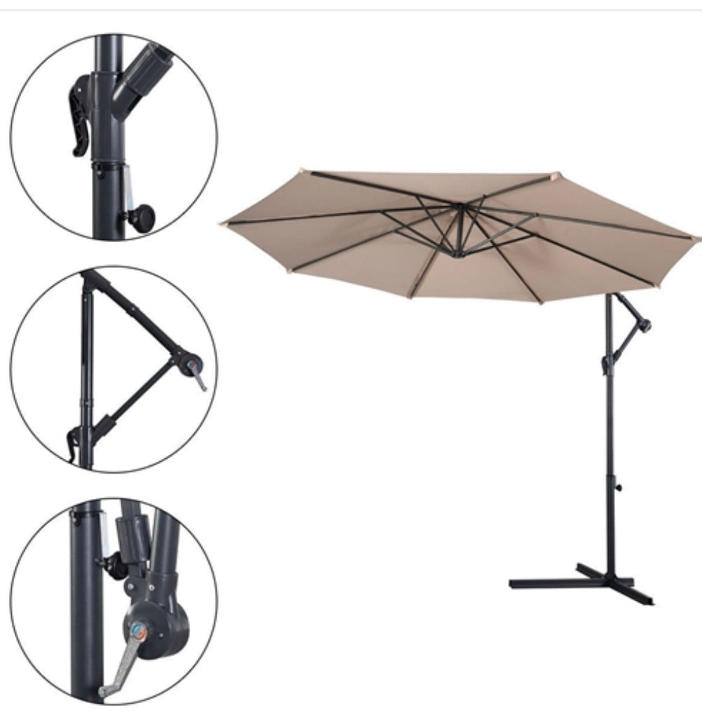 10-Ft Outdoor Steel Pole Tilt Crank Offset Patio Umbrella - Ruth Envision
