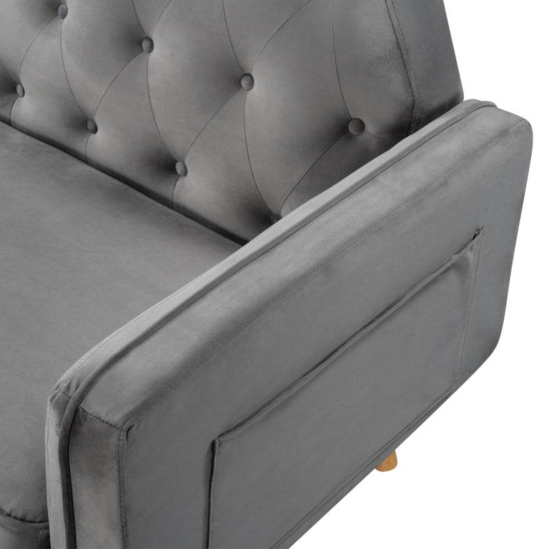 Velvet Upholstered Modern Convertible Folding Futon Lounge Couch