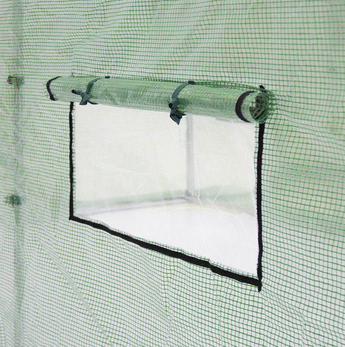Outdoor 7 x 15 Ft Hoop House Greenhouse with Steel Frame and Green PE Cover