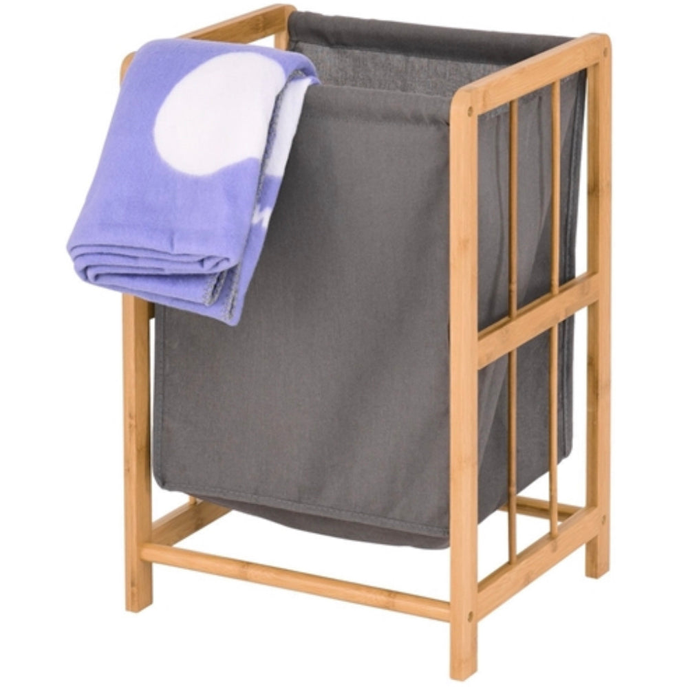 Bamboo Wood Frame Laundry Hamper with Cotton Blend Clothes Bag - Ruth Envision