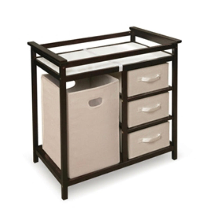 Baby Changing Table with 3 Baskets and Hamper in Espresso - Ruth Envision