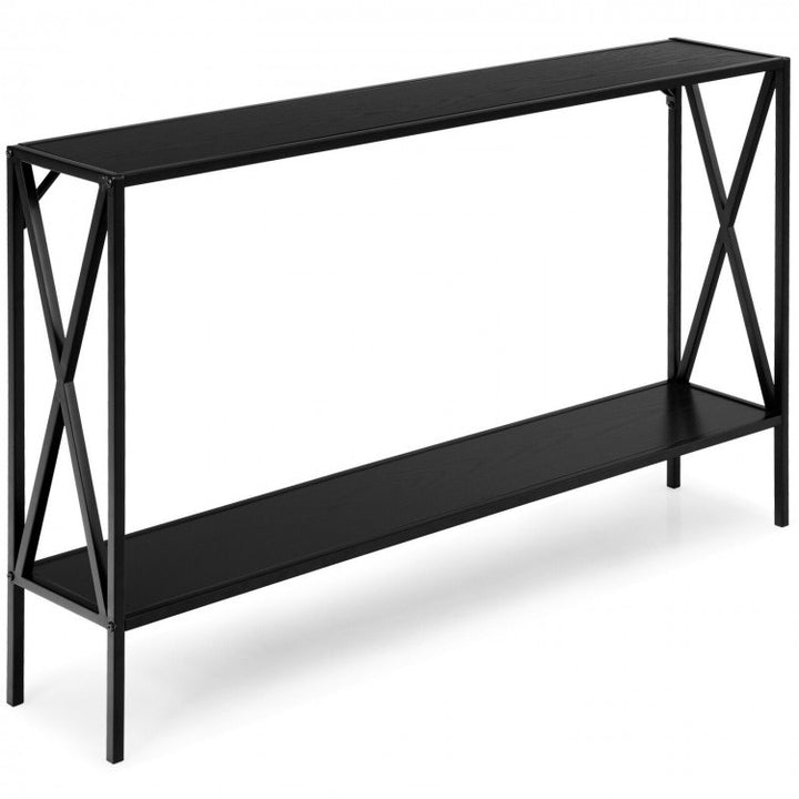 2 Tier Narrow Accent Side Entryway Metal Frame Console Table - Ruth Envision