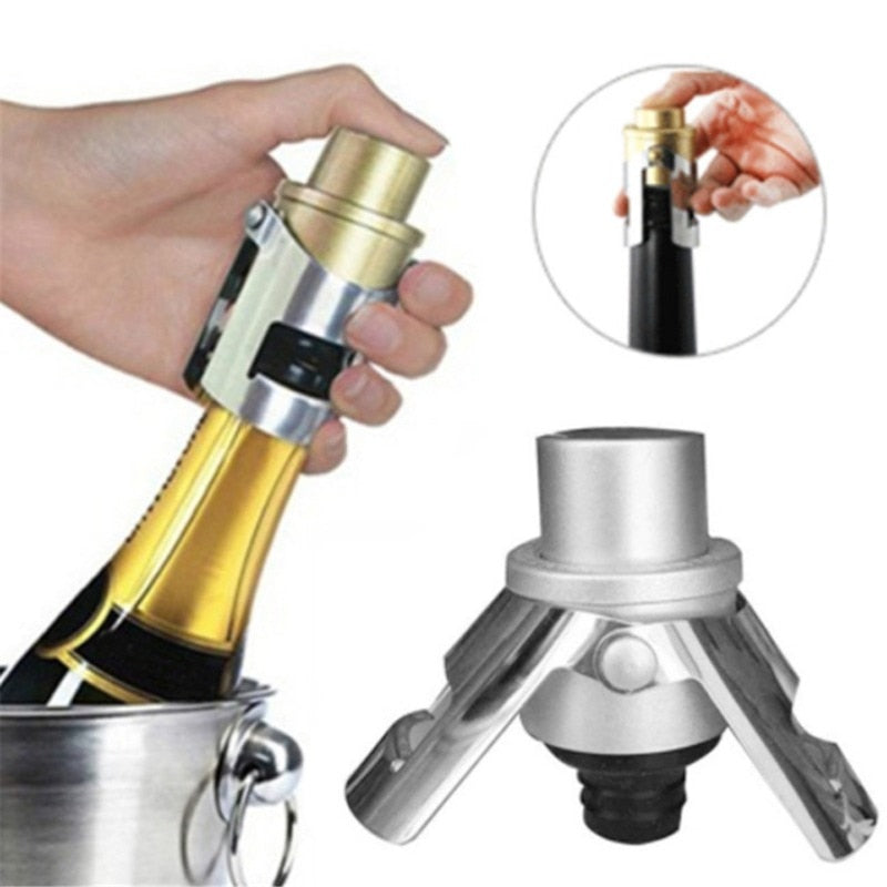 Stainless Steel Champagne Wine Bottle Stopper Portable Sealer Bar Stopper Wine Stopper Sparkling Wine Champagne Cap Barware Tool