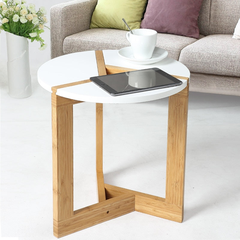 Nordic Style Solid Wood Coffee Table Living Room Sofa Side Table Small Dining Table Creative Bamboo Tea Table Home Furniture