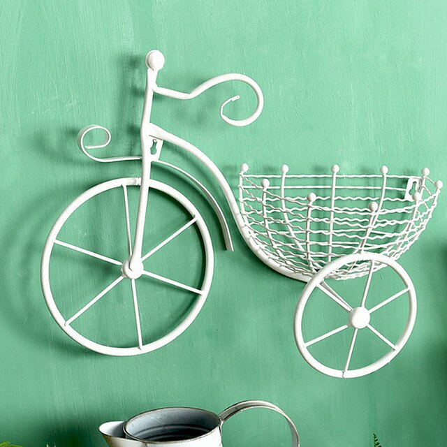 Wrought Iron Bicycle Wall Hanging Flower Basket