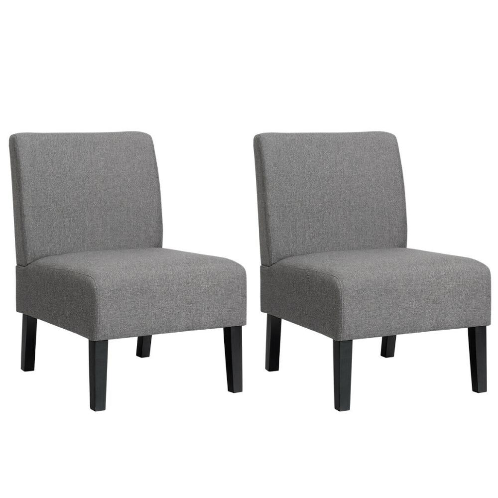 Set of 2 Armless Accent Chair Leisure Chair Single Sofa Fabric Upholstered