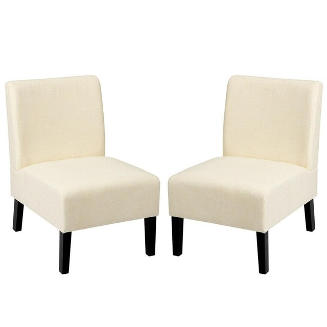 Set of 2 Armless Accent Chair Leisure Chair Single Sofa Fabric Upholstered