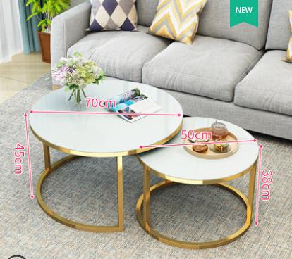 Tempered Glass Round Coffee Table for Living Room 2 in 1 Combination Cafe Table Easy Assembly Center Table