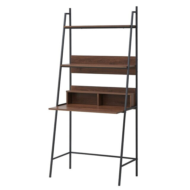 2-in-1 Wall Bookshelf Ladder Computer Desk W/ Shelf Metal Frame - Ruth Envision