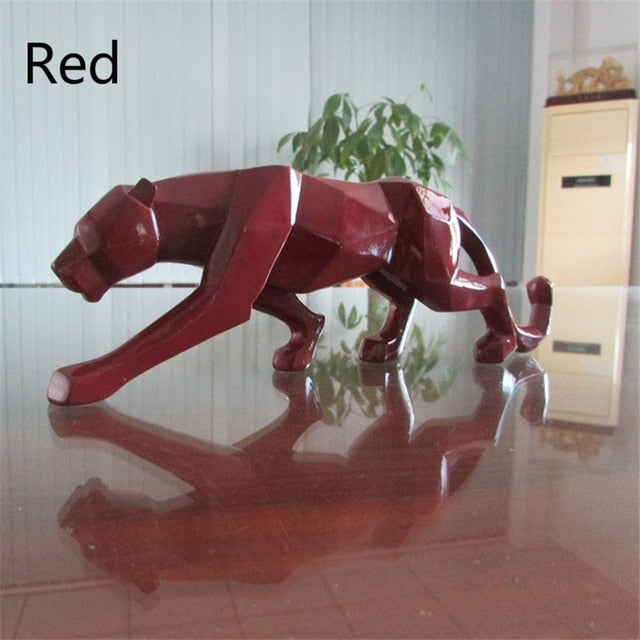 Leopard Statue Figurine Modern Abstract Geometric Style Resin Panther Animal Large Ornament Home Decoration
