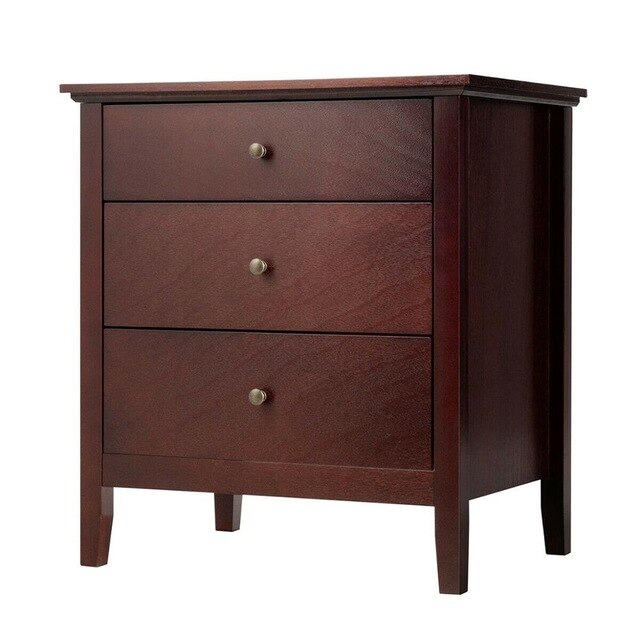 Nightstand Beside End Side Table Accent Table Organizer W/3 Drawers HW62966