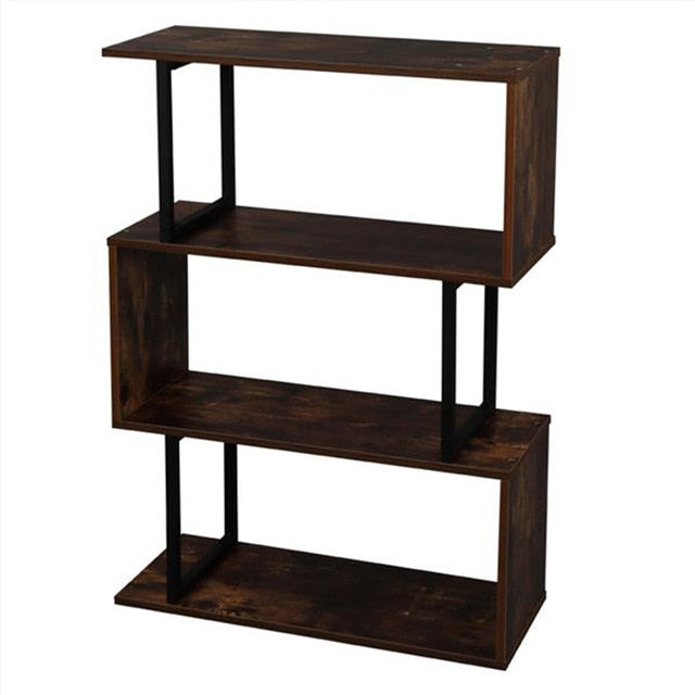 Standing Z Shape Storage Shelf Bookcase 2/3/4/5 Layer DF Metal Frame